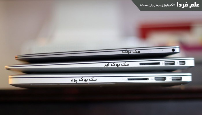 تفاوت لپ تاپ های اپل از نظر پورت - سمت چپ